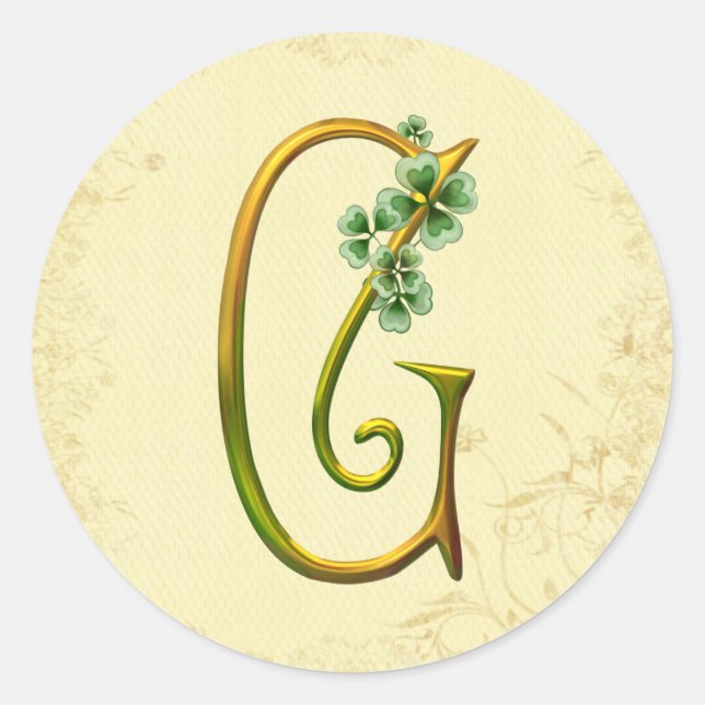 Irish Gold Monogram G Classic Round Sticker (Front)