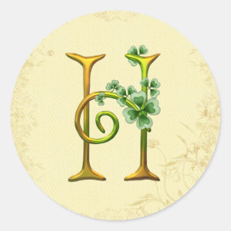 Irish Gold Monogram H Classic Round Sticker