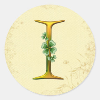 Irish Gold Monogram I Classic Round Sticker