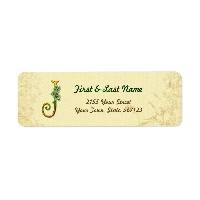 Irish Gold Monogram J Label (Front)