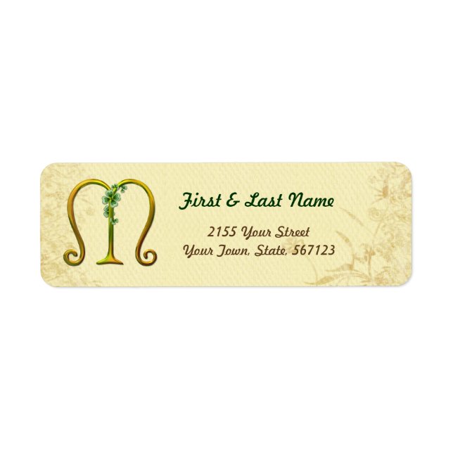 Irish Gold Monogram M Label (Front)