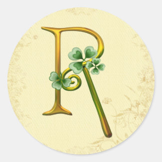 Irish Gold Monogram R Classic Round Sticker