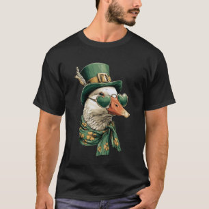 Irish Goose with Hearts Sunglasses Shamrocks St Pa T-Shirt
