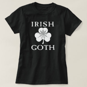 Irish Goth Shamrock Spider Web T-Shirt