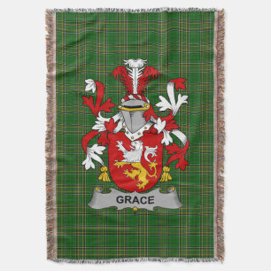  Irish Grace Coat of Arms Family Crest Ireland Throw Blanket