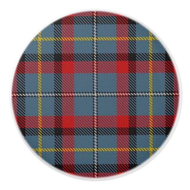 Irish Grandeur Clan MacNamara Tartan Plaid Ceramic Knob (Front)