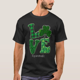 Irish Grandma Life LOVE Leopard Shamrock St Patric T-Shirt