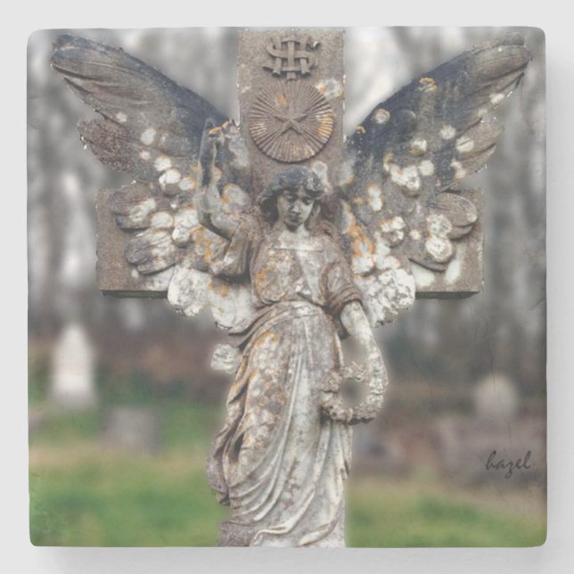 Irish Graveyard Angel, Dingle, Kerry Ireland Stone Coaster (Front)
