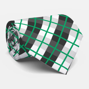 Irish Green and Black and White Plaid Pattern Tie