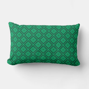 Irish Green and Black Square Pattern Lumbar Cushion