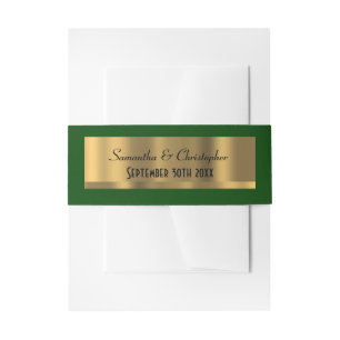 Irish green and gold personalised wedding invitation belly band