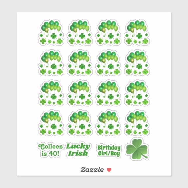 Irish Green Balloons March Birthday Party (Sheet)