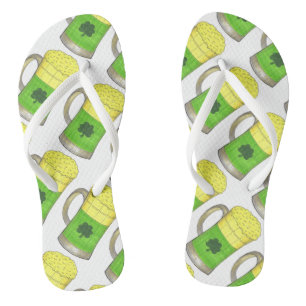 Irish Green Beer Mug St. Paddy's Day Bottoms Up Jandals