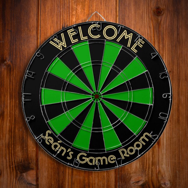 Irish Green Black Custom Metal Cage Dorm Game Room Dartboard (Irish Green Black Custom Metal Cage Dorm Game Room Dart Board)