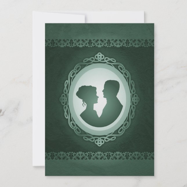 Irish Green Cameo Wedding Invitations (Front)