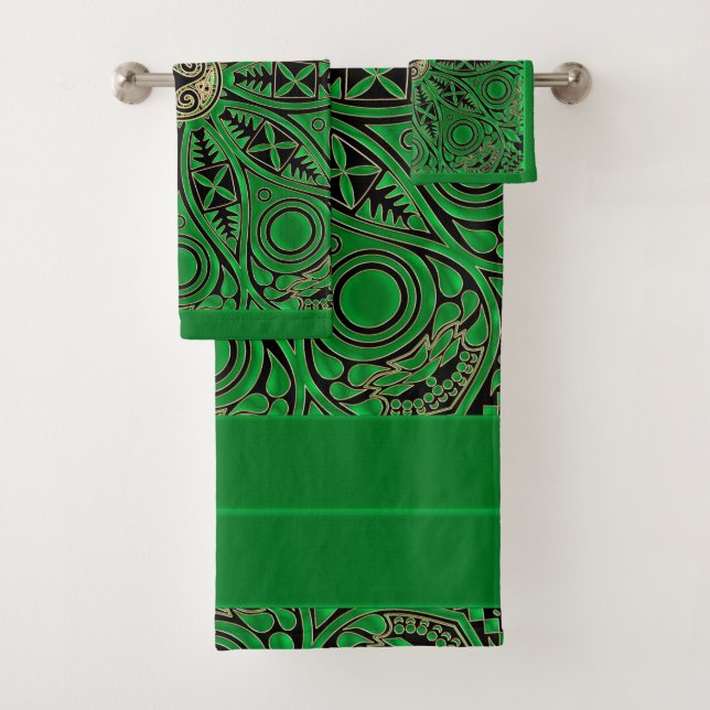 Irish Green Celtic Triskele Mandala Towel Set (Insitu)