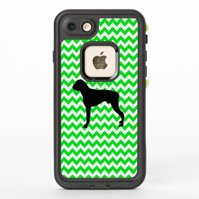Irish Green Chevron with Boxer Silhouette LifeProof iPhone Case (Back)