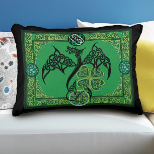 Irish Green Dragon Celtic Decorative Cushion