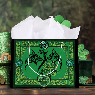 Irish Green Dragon Celtic Large Gift Bag