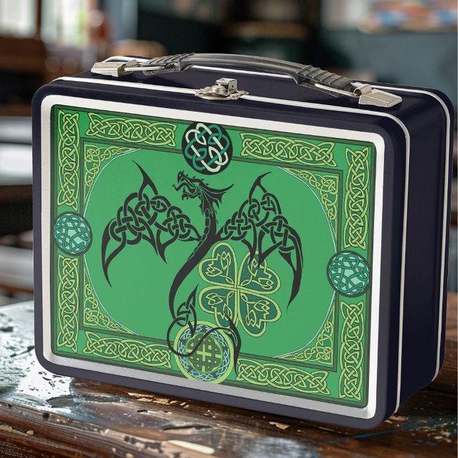 Irish Green Dragon Celtic Metal Lunch Box (Creator Uploaded)