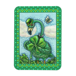IRISH GREEN FLAMINGO, CUTE HAPPY ST. PATRICK'S DAY MAGNET