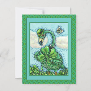 IRISH GREEN FLAMINGO, HAPPY ST. PATRICK'S DAY Flat Holiday Card