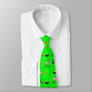 irish green leprechaun shamrock st.patrick's day tie