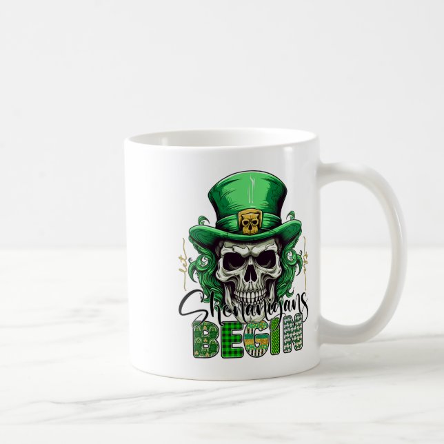 Irish Green Let The Shenanigans Begin Retro St Pat Coffee Mug (Right)