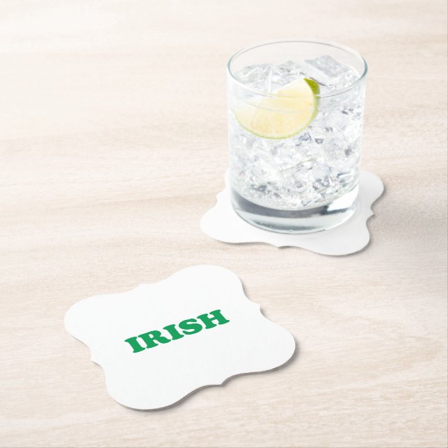  Irish Green modern typography Saint Patrick's Day Paper Coaster (Insitu)