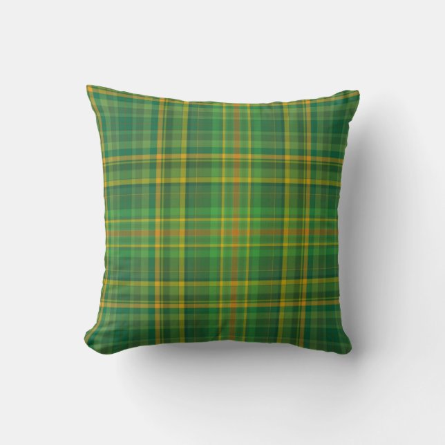 Irish Green Plaid (Tartan) Custom Cushion (Front)