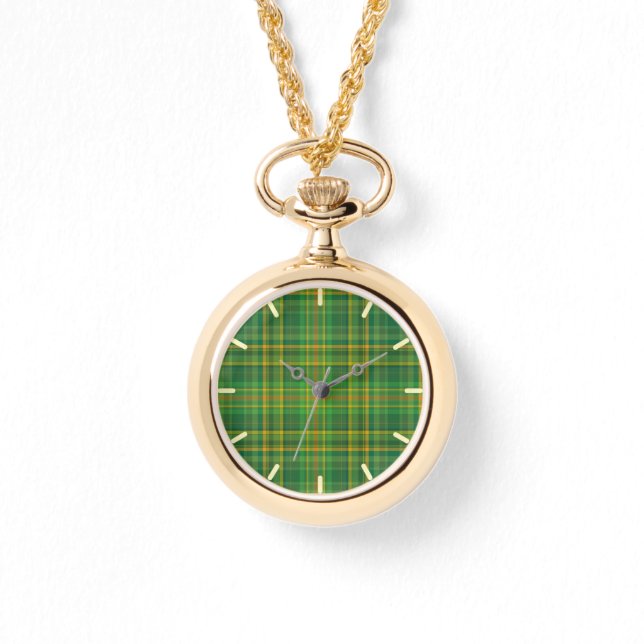 Irish Green Plaid (Tartan) Custom Watch (Front)