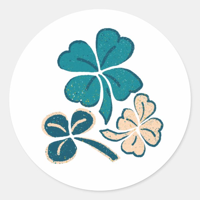Irish Green Shamrock Clover Drawing  Classic Round Sticker (Front)