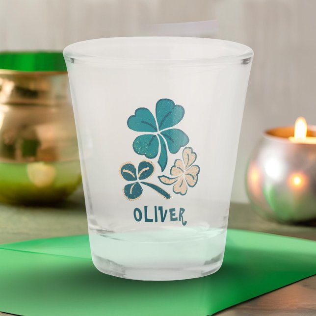 Irish Green Shamrock Clover Personalised Shot Glass (Creator Uploaded)