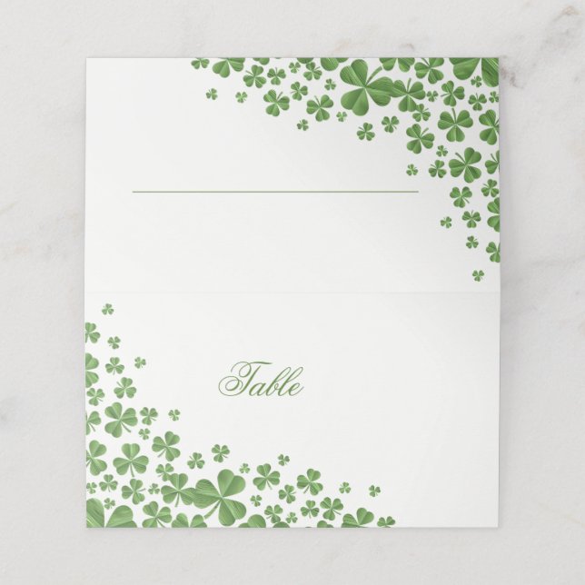Irish Green Shamrock Wedding Place Card (Outside Unfolded)
