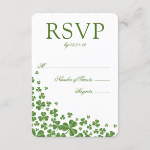 Irish Green Shamrock Wedding RSVP