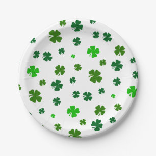 Irish Green Shamrocks St. Patricks Day Party Plate