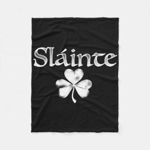 Irish Green Slainte Saint Paddy's Shamrock Good He Fleece Blanket