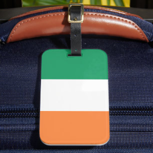 Irish green white orange tricolour flag patriotic luggage tag