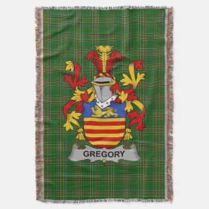 Irish Gregory Coat of Arms Family Crest Ireland Throw Blanket