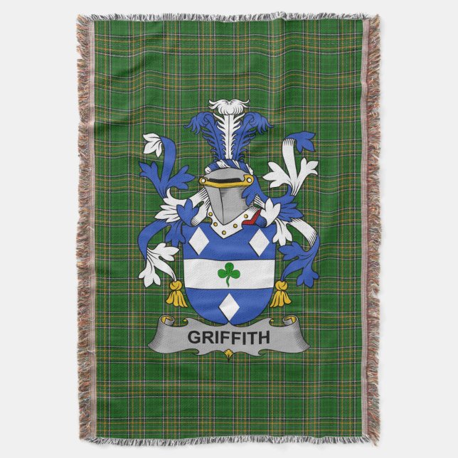  Irish Griffith Coat of Arms Family Crest Ireland Throw Blanket (Front Vertical)