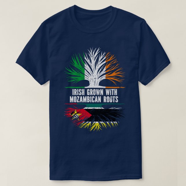Irish Grown With Mozambican Roots Ireland Flag T-Shirt (Design Front)
