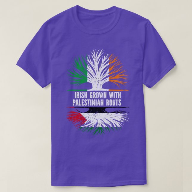 Irish Grown With Palestinian Roots Ireland Flag T-Shirt (Design Front)