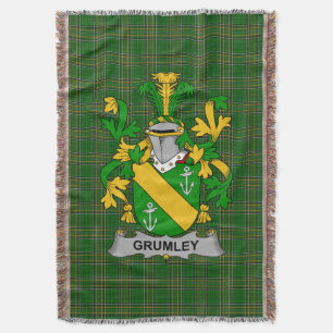 Irish Grumley Coat of Arms Family Crest Ireland Throw Blanket