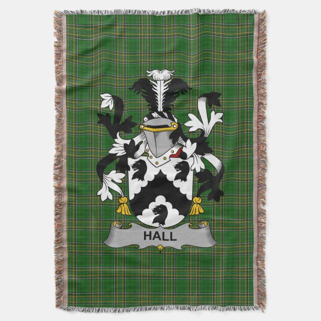  Irish Hall or MacHall Coat of Arms Family Crest I Throw Blanket (Front Vertical)
