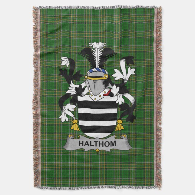  Irish Halthom Coat of Arms Family Crest Ireland Throw Blanket (Front Vertical)