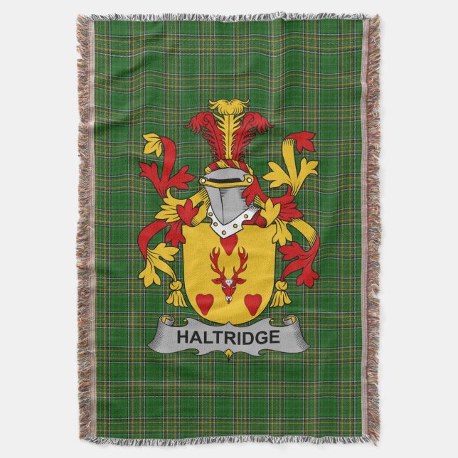  Irish Haltridge Coat of Arms Family Crest Ireland Throw Blanket (Front Vertical)
