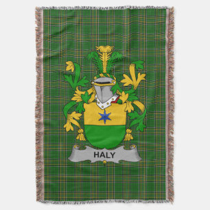  Irish Haly Coat of Arms Family Crest Ireland Throw Blanket