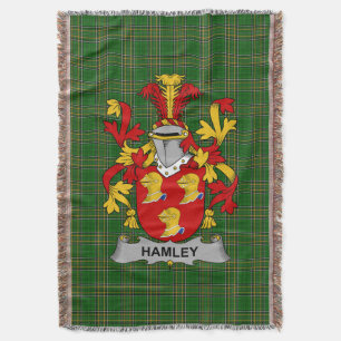 Irish Hamley Coat of Arms Family Crest Ireland Throw Blanket