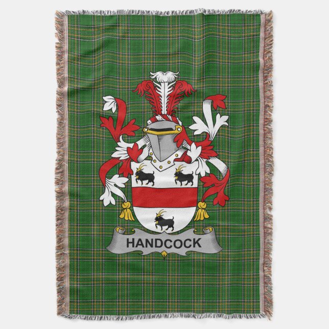  Irish Handcock Coat of Arms Family Crest Ireland Throw Blanket (Front Vertical)