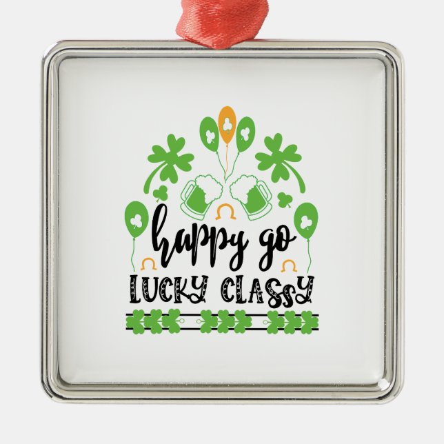 Irish Happy Go Lucky Classy Metal Tree Decoration (Front)